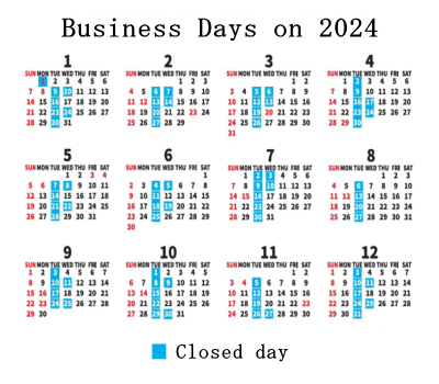 Business days of on 2024